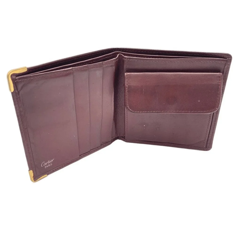 Auc Must De Cartier French style calfskin Leather Vintage wallet